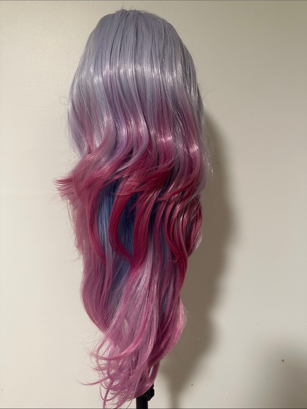 Long Layered Synthetic Wig in Lavender and Pink With Lace Front